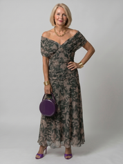 Calen | Elegant Bardot Off-the-Shoulder Midi Dress
