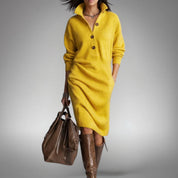 Julie | Button-Collar Midi Dress