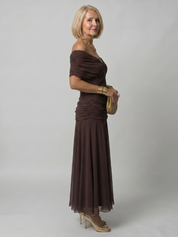 Calen | Elegant Bardot Off-the-Shoulder Midi Dress