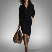 Julie | Button-Collar Midi Dress