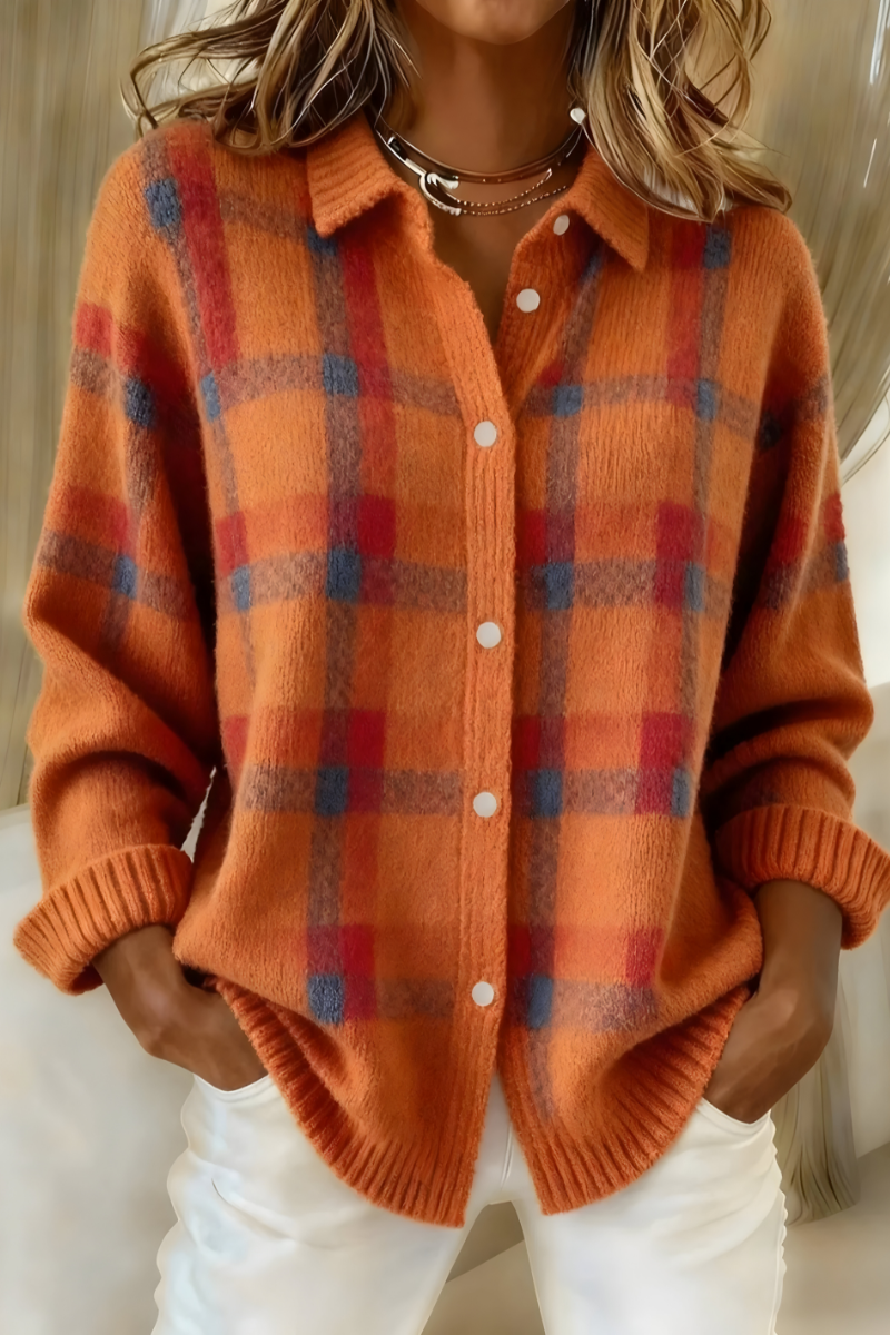 Anna | Soft Knit Plaid Cardigan