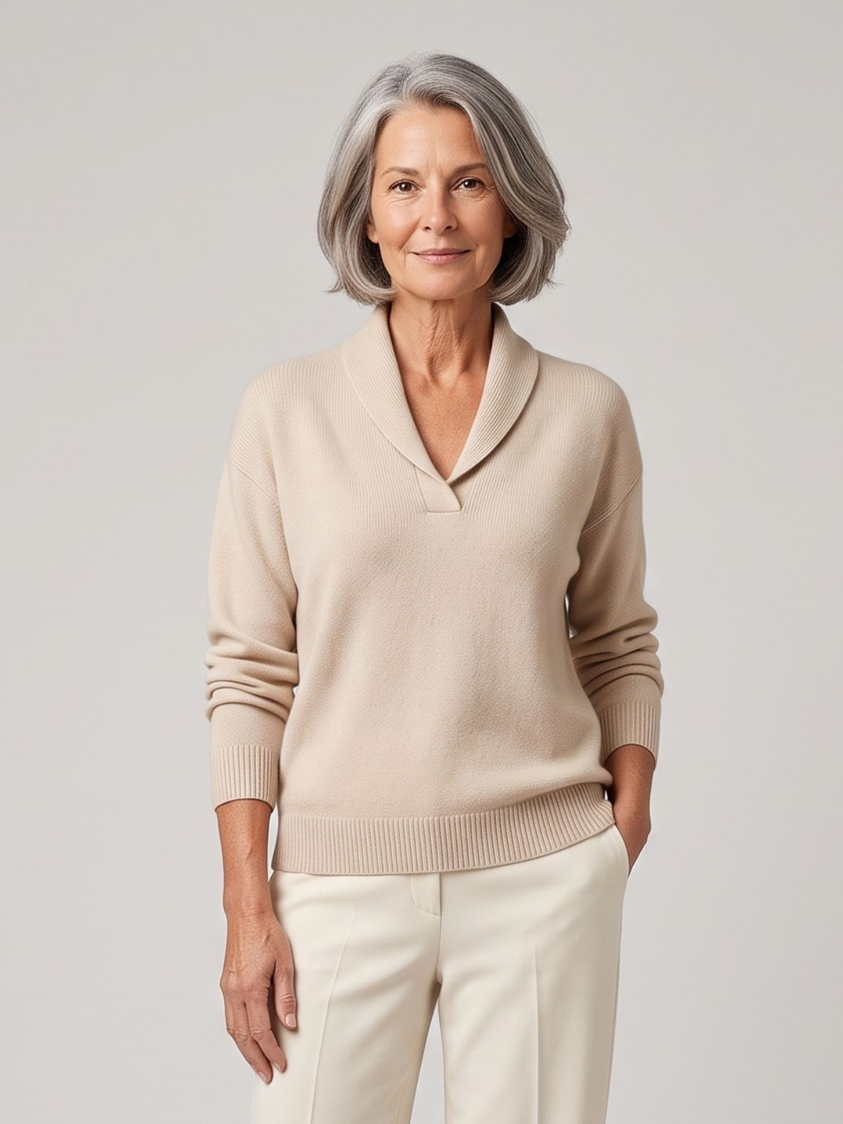 Elise | Classic Open Shawl-Neck Jumper