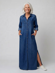 Andrea | Classic Denim-Look Button-Down Dress