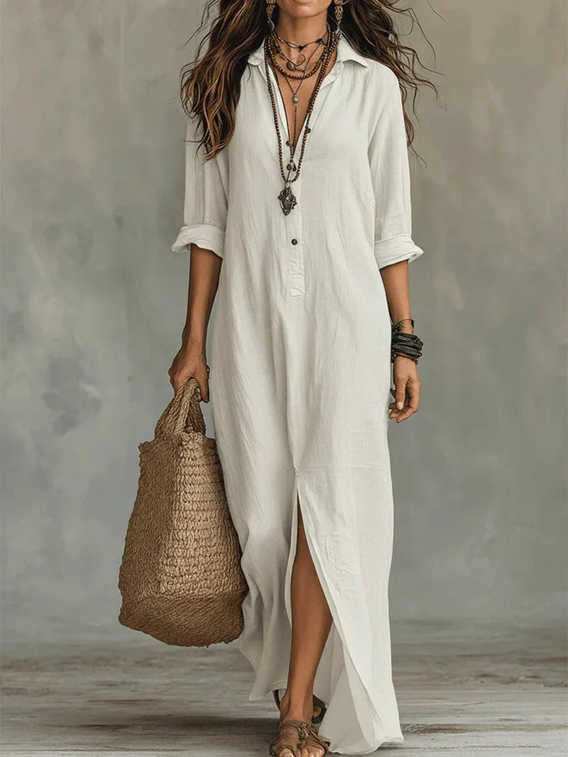 Fay | Relaxed Linen-Look Kaftan Maxi Dress