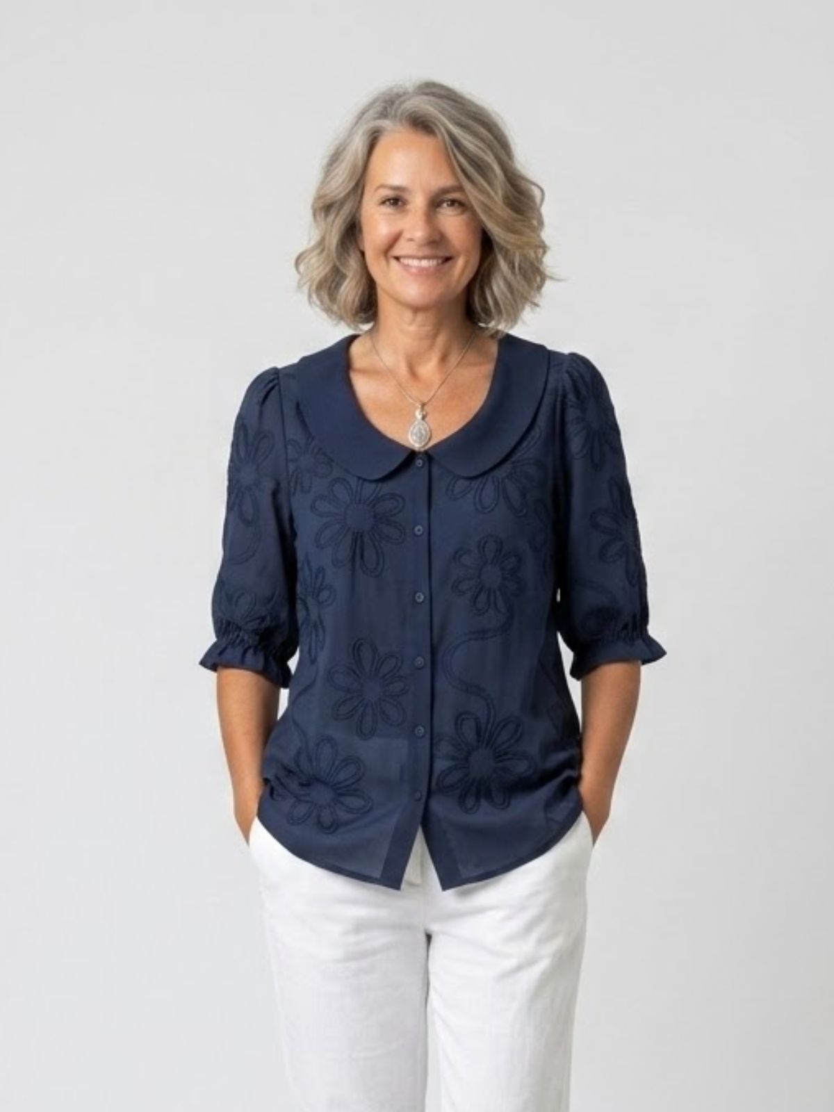 Rosalie | Sophisticated Embroidered Floral Blouse
