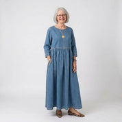 Hazel | Vintage Denim-Look Maxi Dress