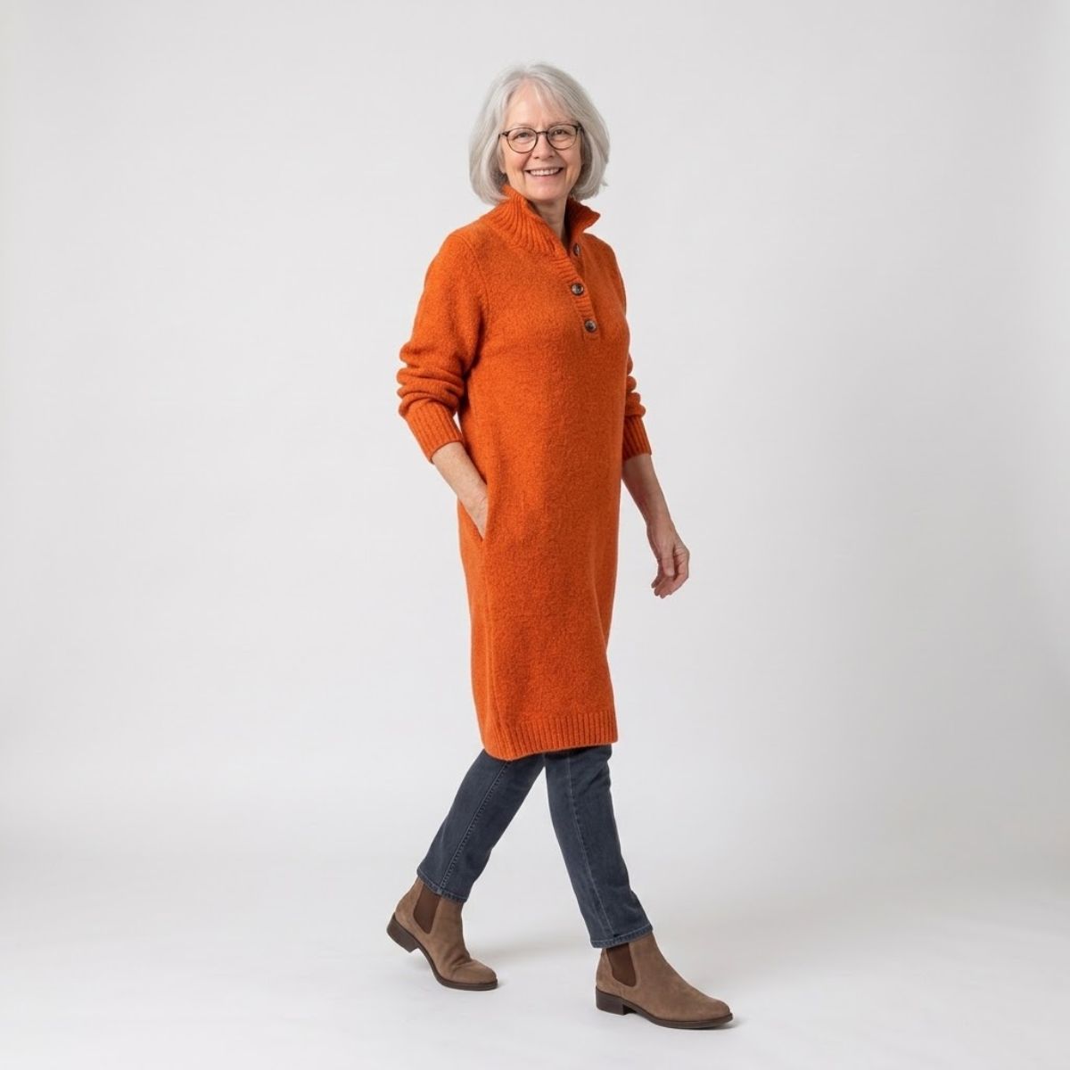Julie | Button-Collar Midi Dress