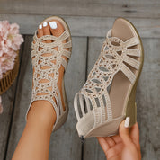 Jeanette | Elegant Cutout Wedge Sandals