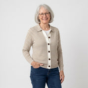 Nola | Fine-Striped Polo Cardigan