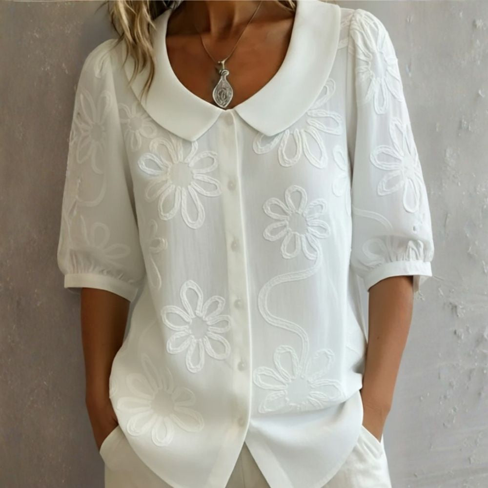 Rosalie | Sophisticated Embroidered Floral Blouse