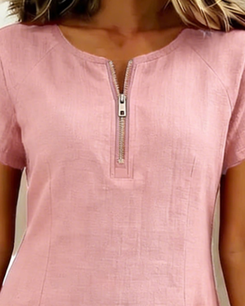 Lynda | Classic Elegant Zip-Neck Dress