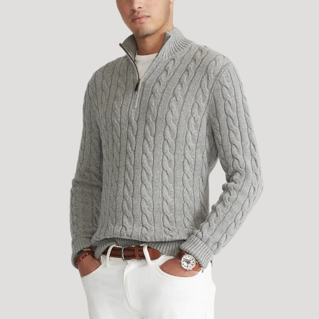 Becket | Half zip wool cable knit jumper