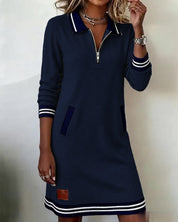 Dorellia | Striped Zip-Neck Sweatdress