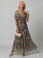 Calen | Elegant Bardot Off-the-Shoulder Midi Dress