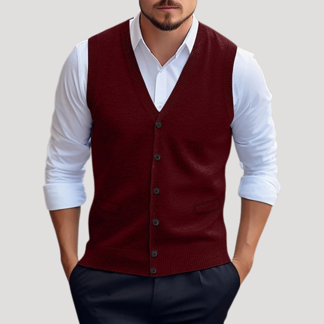 Carter | Knitted waistcoat button up sleeveless jumper