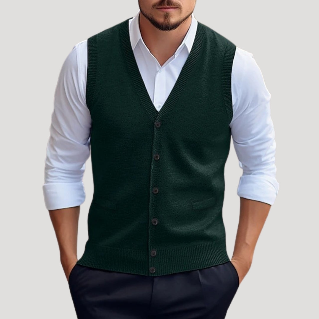 Carter | Knitted waistcoat button up sleeveless jumper