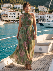 Mirelle | Elegant Gathered Halter Midi Dress