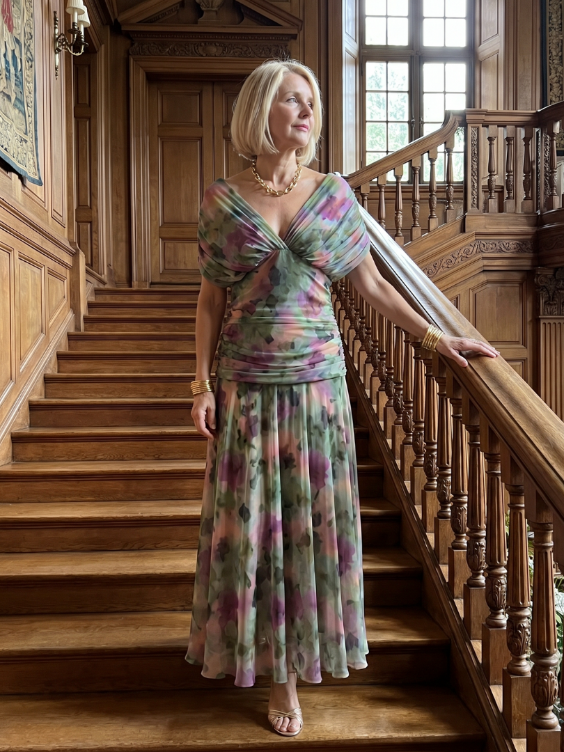 Calen | Elegant Bardot Off-the-Shoulder Midi Dress