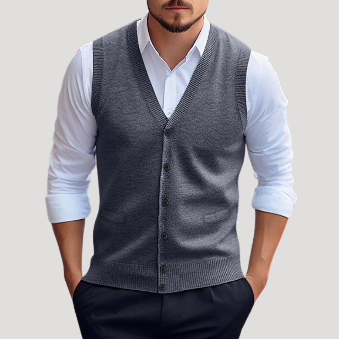 Carter | Knitted waistcoat button up sleeveless jumper