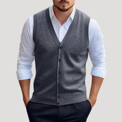 Carter | Knitted waistcoat button up sleeveless jumper