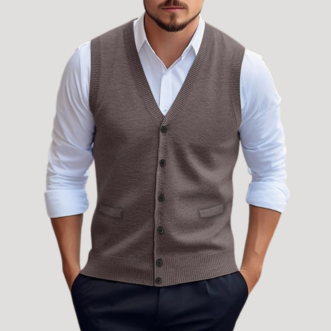 Carter | Knitted waistcoat button up sleeveless jumper