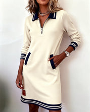 Dorellia | Striped Zip-Neck Sweatdress
