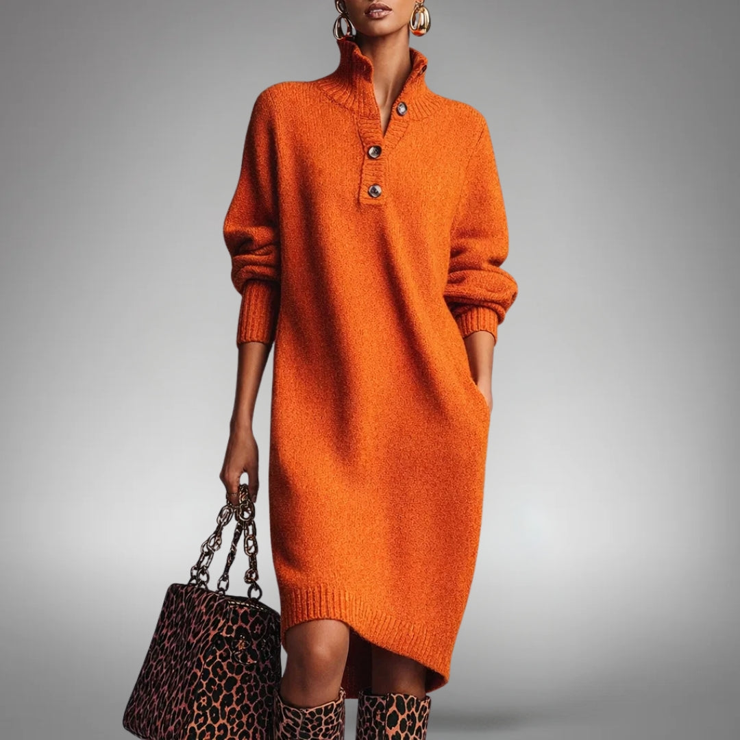 Julie | Button-Collar Midi Dress