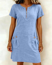 Lynda | Classic Elegant Zip-Neck Dress