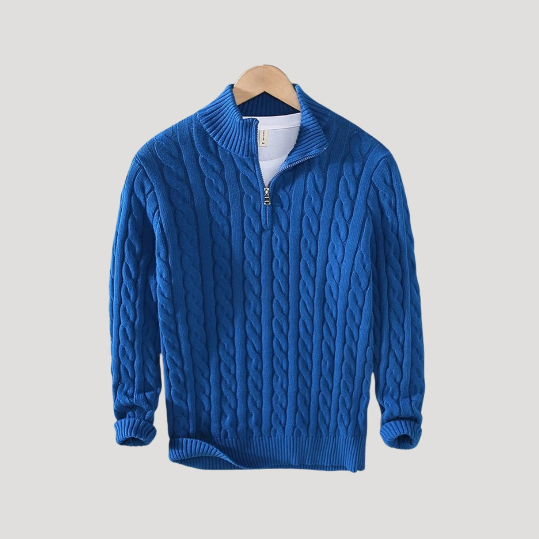 Becket | Half zip wool cable knit jumper
