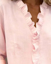 Indie | Blouse with Ruffles, V-Neck and Long Sleeves