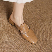 Rosel Square-Toe Leather Mules