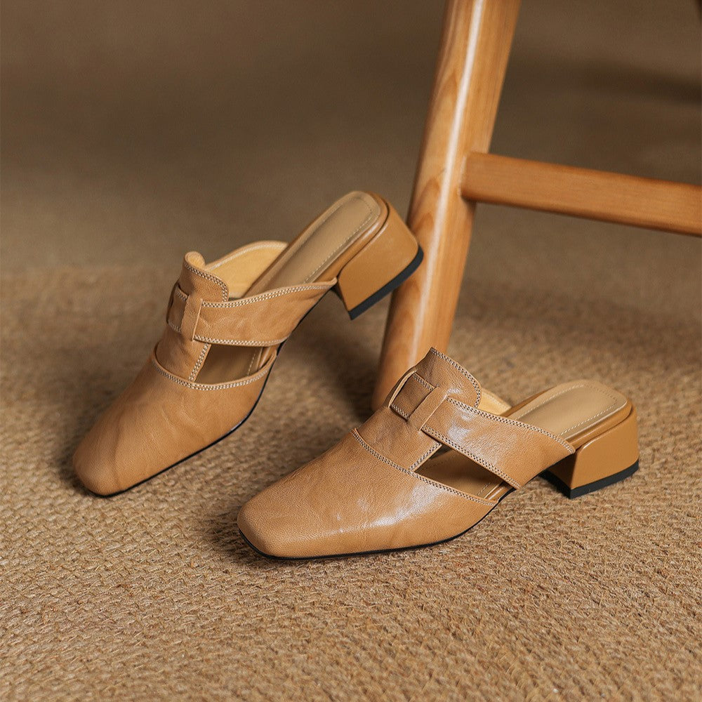 Rosel Square-Toe Leather Mules – Walker & Field
