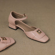 Elvane Buckle Leather Mary-Janes