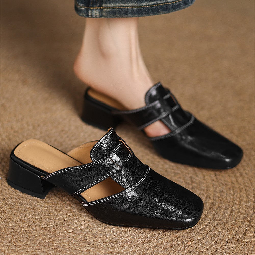 Rosel Square-Toe Leather Mules – Walker & Field