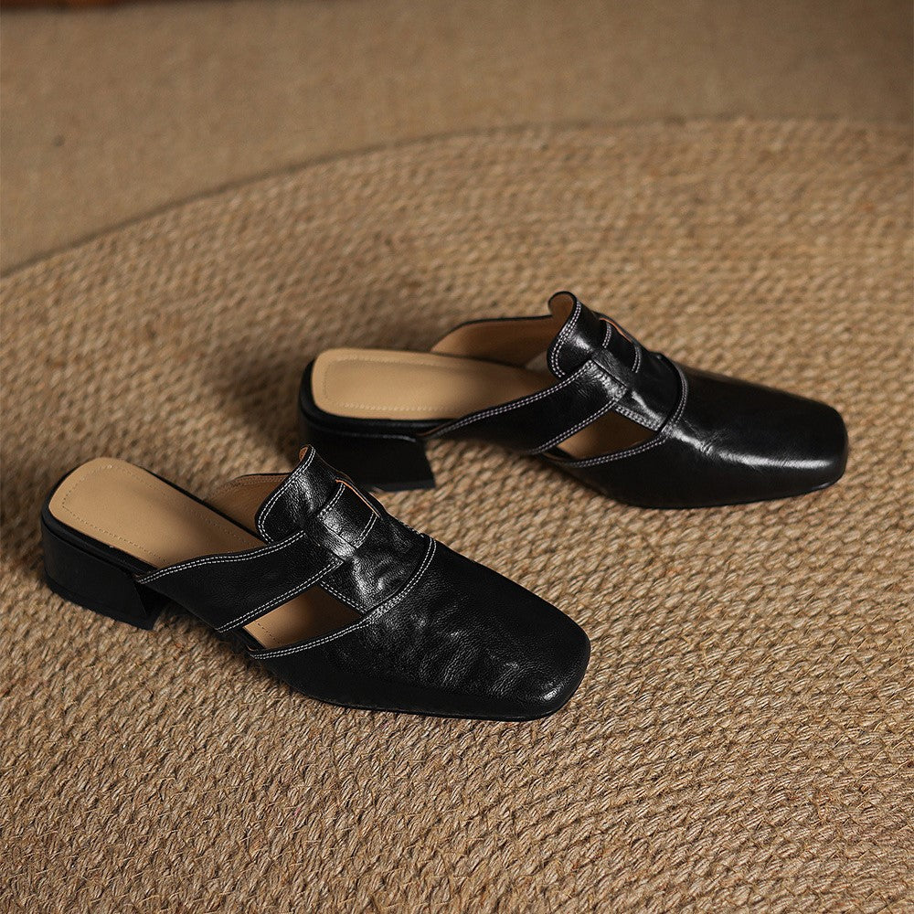 Rosel Square-Toe Leather Mules – Walker & Field