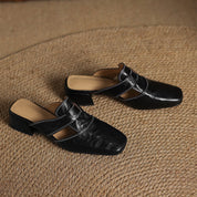 Rosel Square-Toe Leather Mules