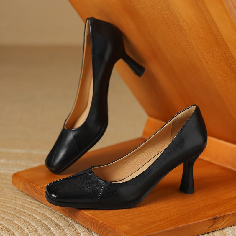 Marisol Leather Square-Toe Pumps