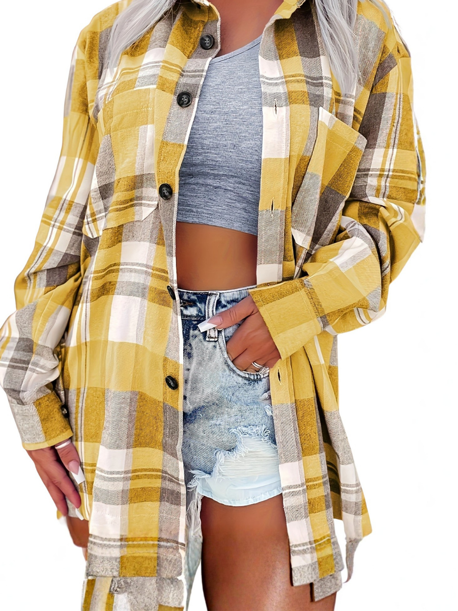 Demi | Oversized Plaid Long-Sleeve Shirt