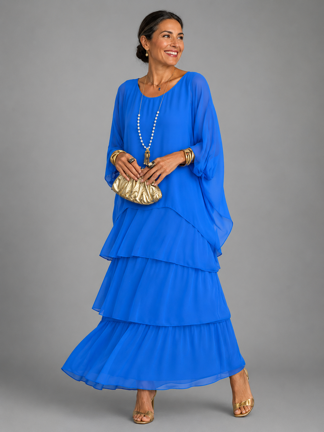 Lara | Elegant Tiered Flowing Maxi Dress
