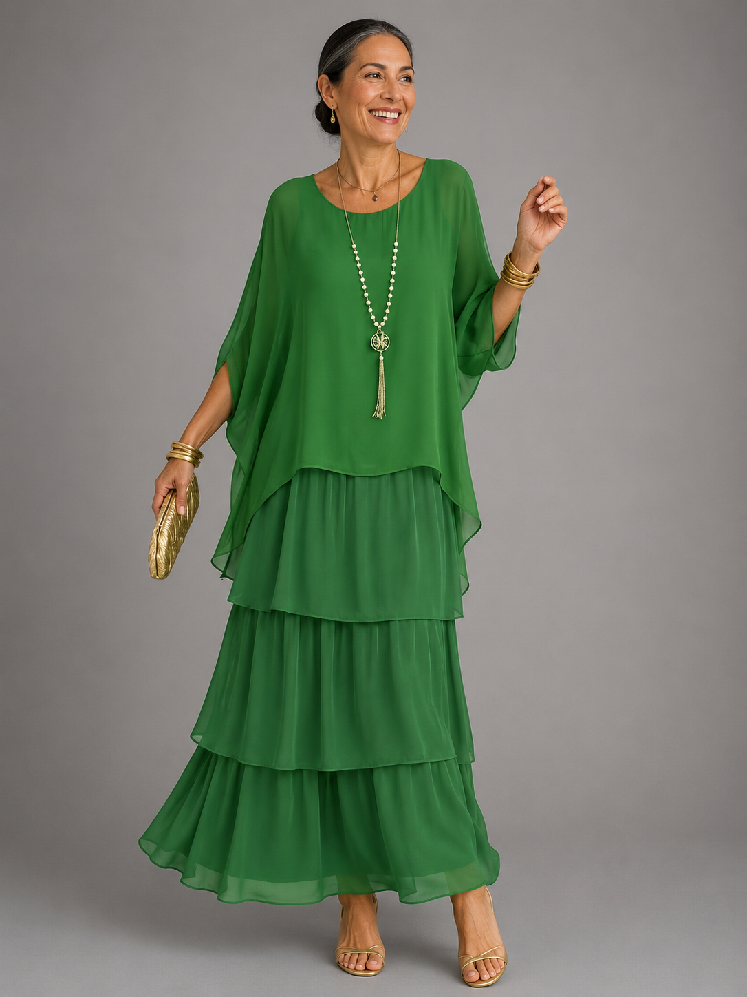 Lara | Elegant Tiered Flowing Maxi Dress