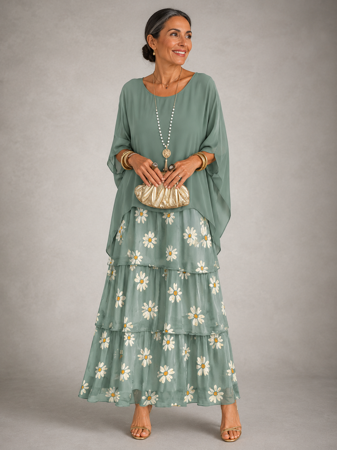 Lara | Elegant Tiered Flowing Maxi Dress