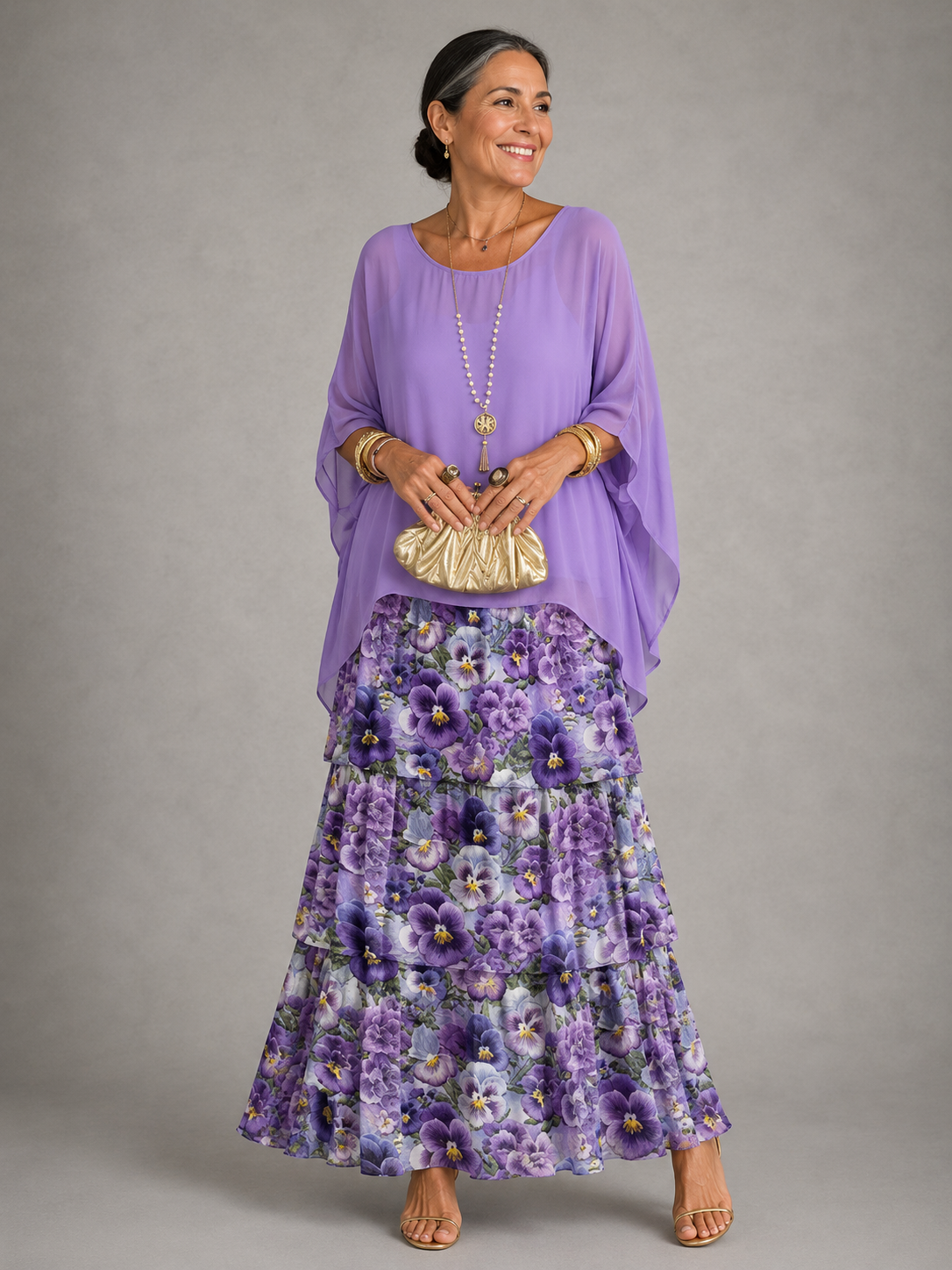 Lara | Elegant Tiered Flowing Maxi Dress