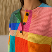 Crestine | Geometric Waffle-Knit Jumper