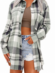 Demi | Oversized Plaid Long-Sleeve Shirt