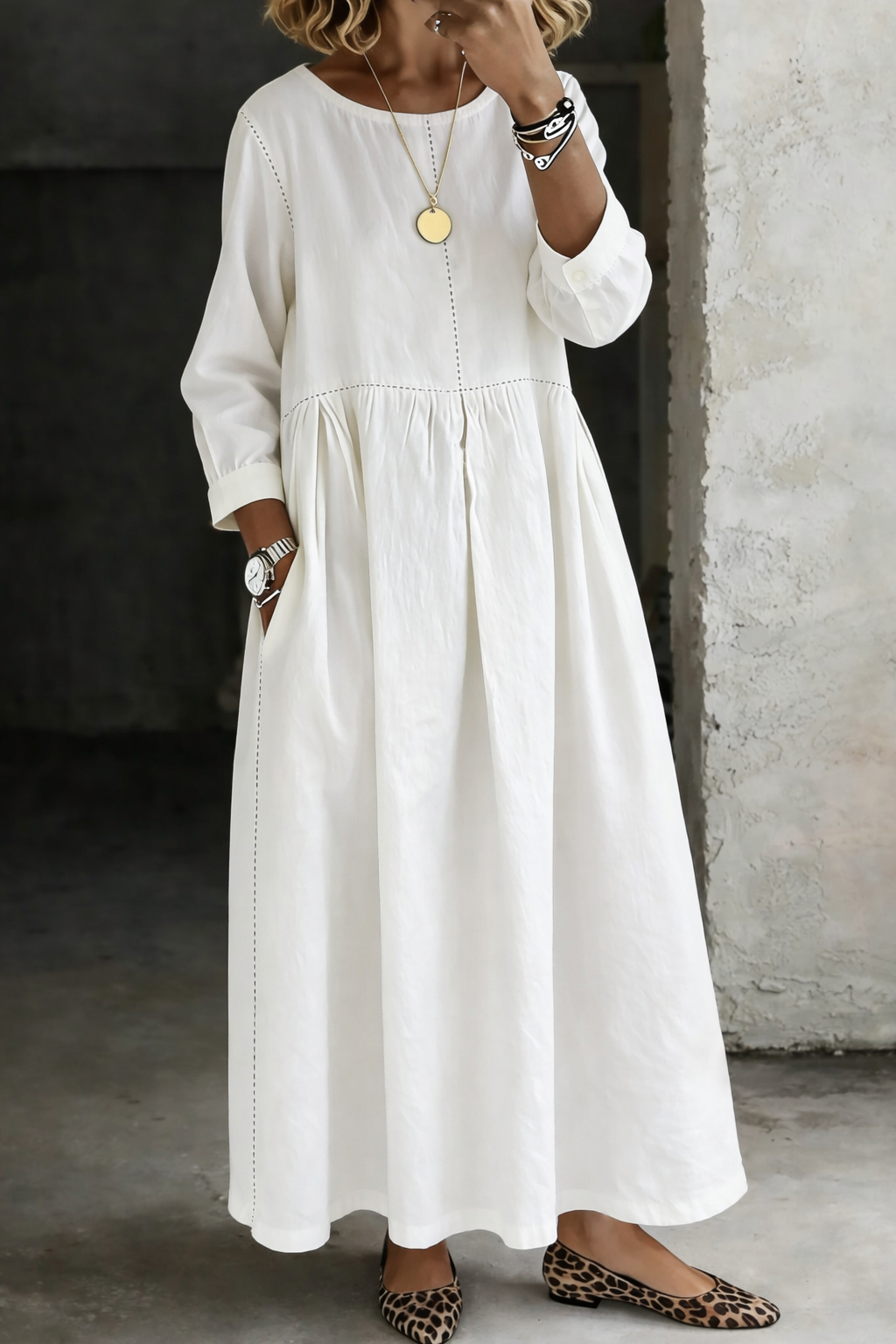 Hazel | Vintage Denim-Look Maxi Dress