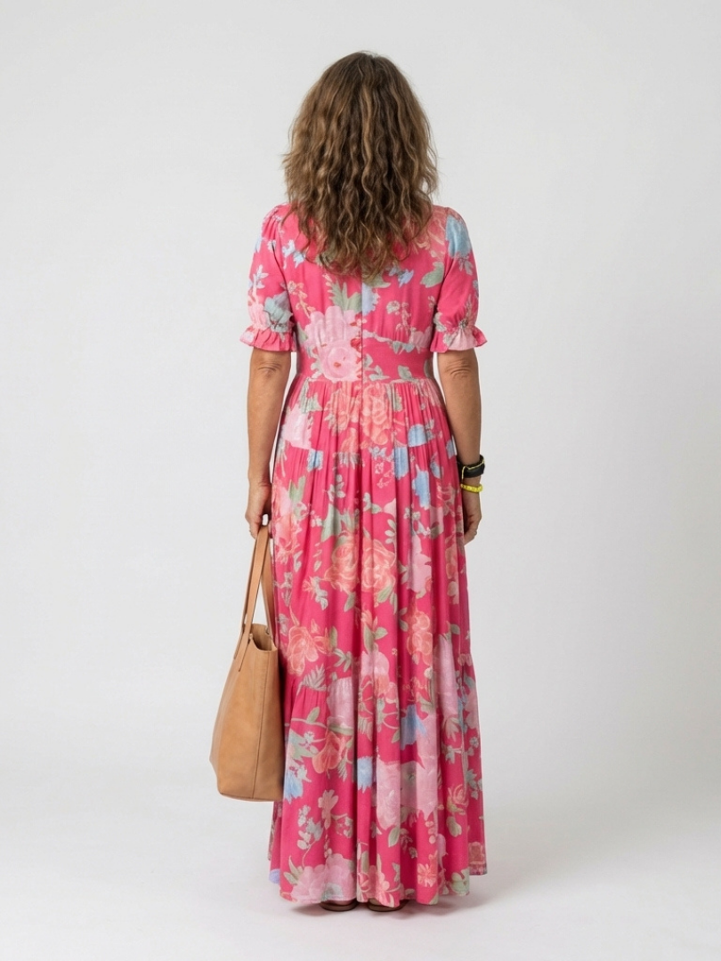 Eva | Vibrant Floral V-Neck Maxi Dress