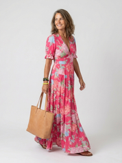 Eva | Vibrant Floral V-Neck Maxi Dress