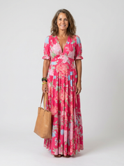 Eva | Vibrant Floral V-Neck Maxi Dress