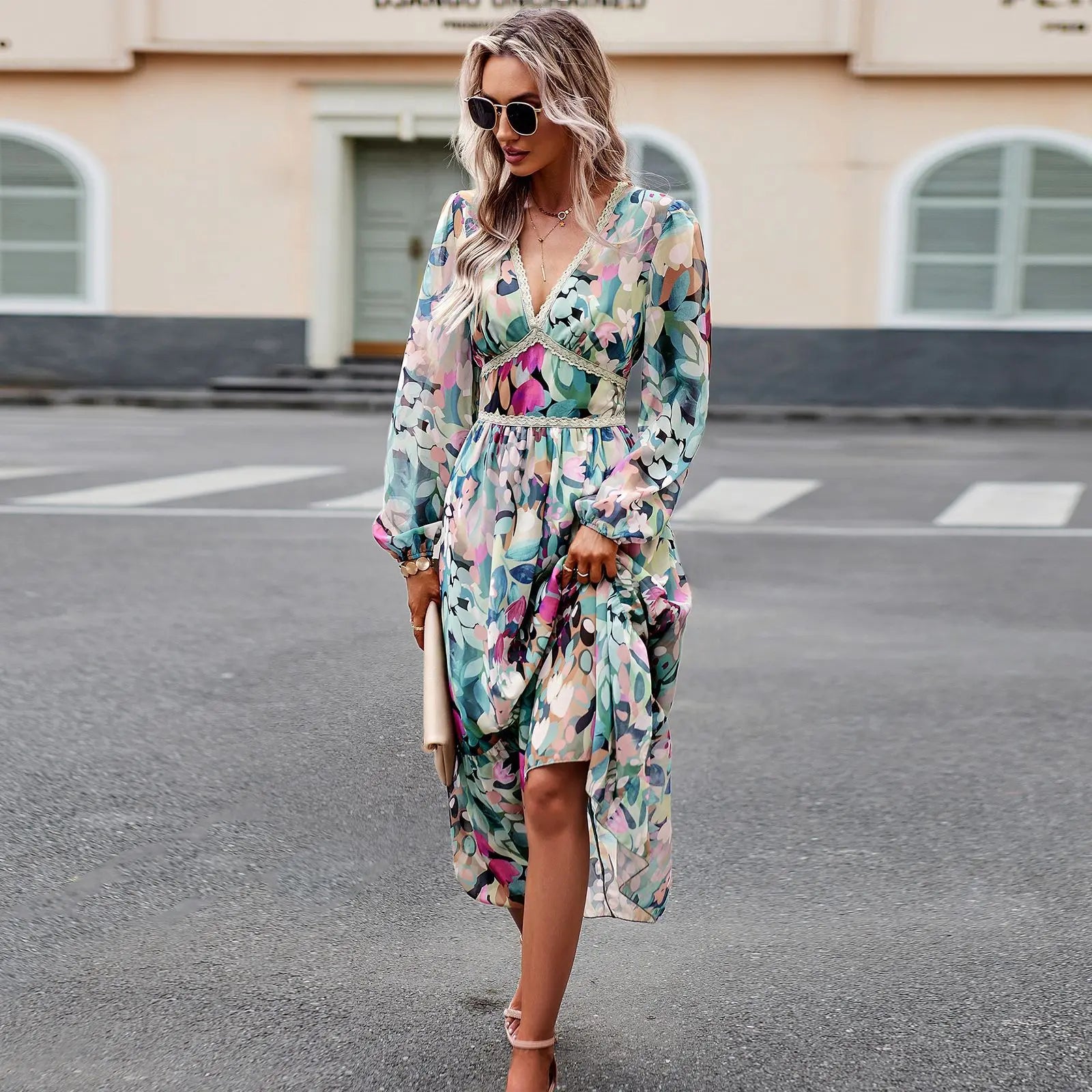 Ellara | Floral V-neck Dress