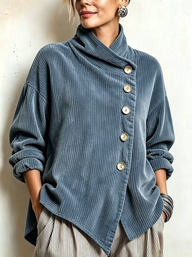 Brenda | Ribbed Button-Trim Jumper